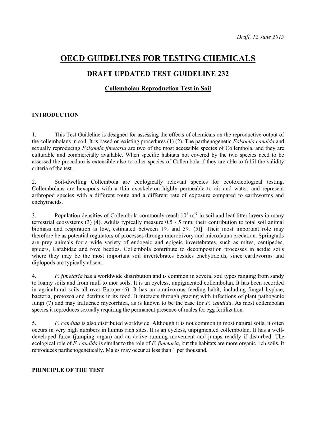 Oecd Guidelines for Testing Chemicals Draft Updated Test Guideline 232