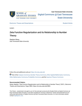 Zeta Function Regularization and Its Relationship to Number Theory