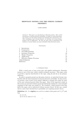 Brownian Motion and the Strong Markov Property