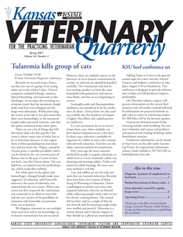 Tularemia Kills Group of Cats KSU Beef Conference Set