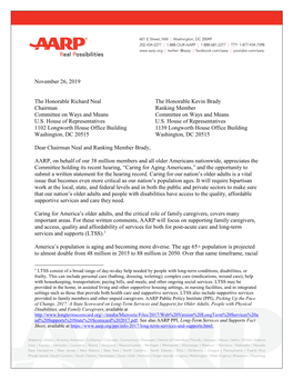 Ways & Means Caring for Aging Americans Statement for the Record