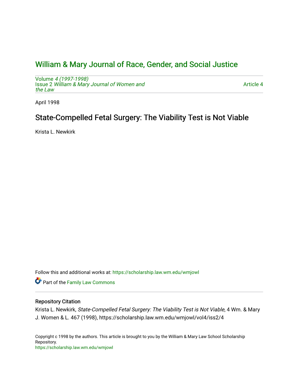 State-Compelled Fetal Surgery: the Viability Test Is Not Viable