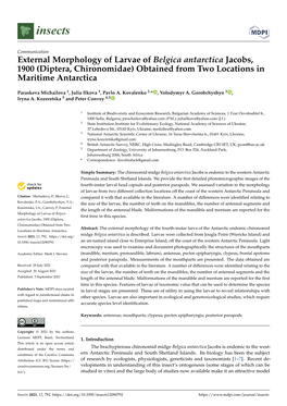 External Morphology of Larvae of Belgica Antarctica Jacobs, 1900 (Diptera, Chironomidae) Obtained from Two Locations in Maritime Antarctica