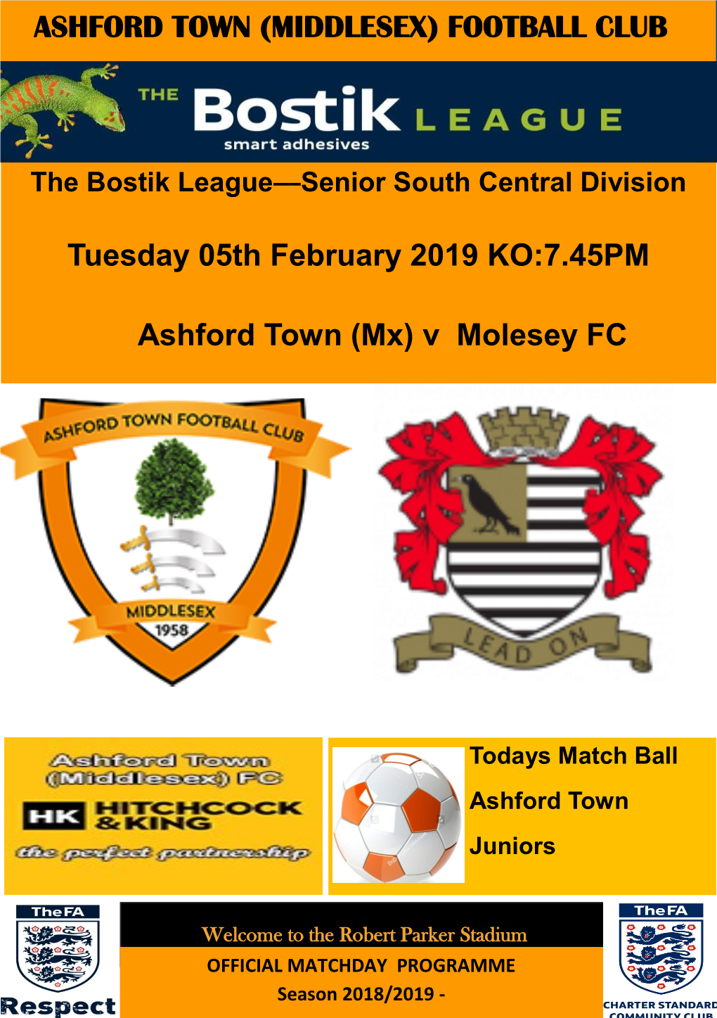 ASHFORD TOWN (MIDDLESEX) FOOTBALL CLUB Tuesday 05Th