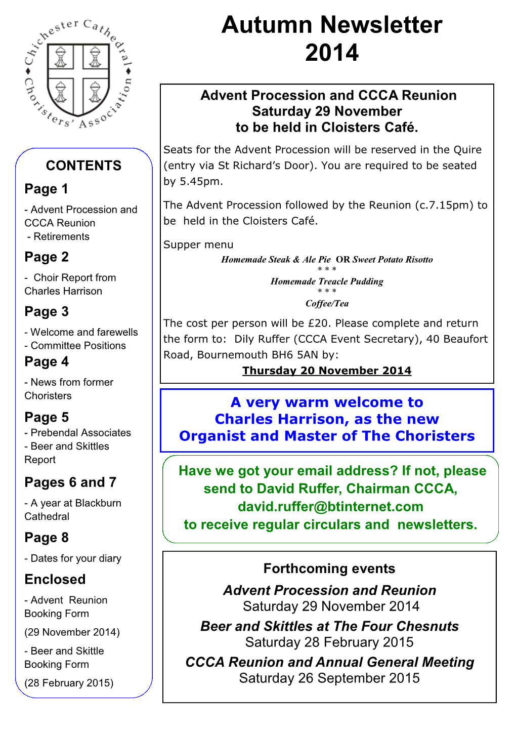 Autumn Newsletter 2014