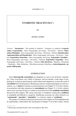 Symbiotic Brachyura1)