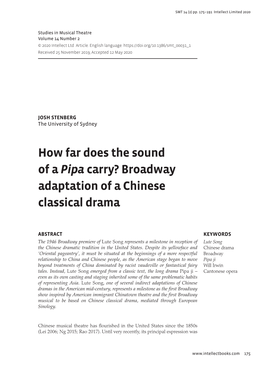 Broadway Adaptation of a Chinese Classical Drama