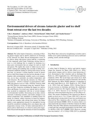 Environmental Drivers of Circum-Antarctic Glacier and Ice Shelf Front Retreat Over the Last Two Decades