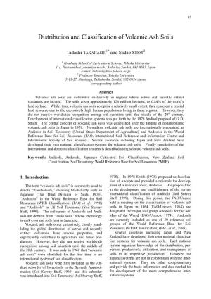 Distribution and Classification of Volcanic Ash Soils