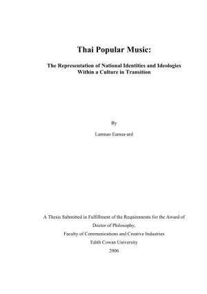 Thai Popular Music: the Representation of National Identities And