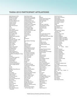 Tassa 2012 Participant Affiliations