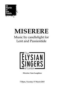 MISERERE Music by Candlelight for Lent and Passiontide