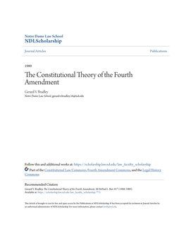 The Constitutional Theory of the Fourth Amendment, 38 Depaul L