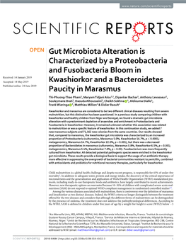 Gut Microbiota Alteration Is Characterized by a Proteobacteria and Fusobacteria Bloom in Kwashiorkor and a Bacteroidetes Paucity
