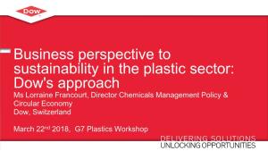 Business Perspective to Sustainability in the Plastic Sector: Dow's Approach