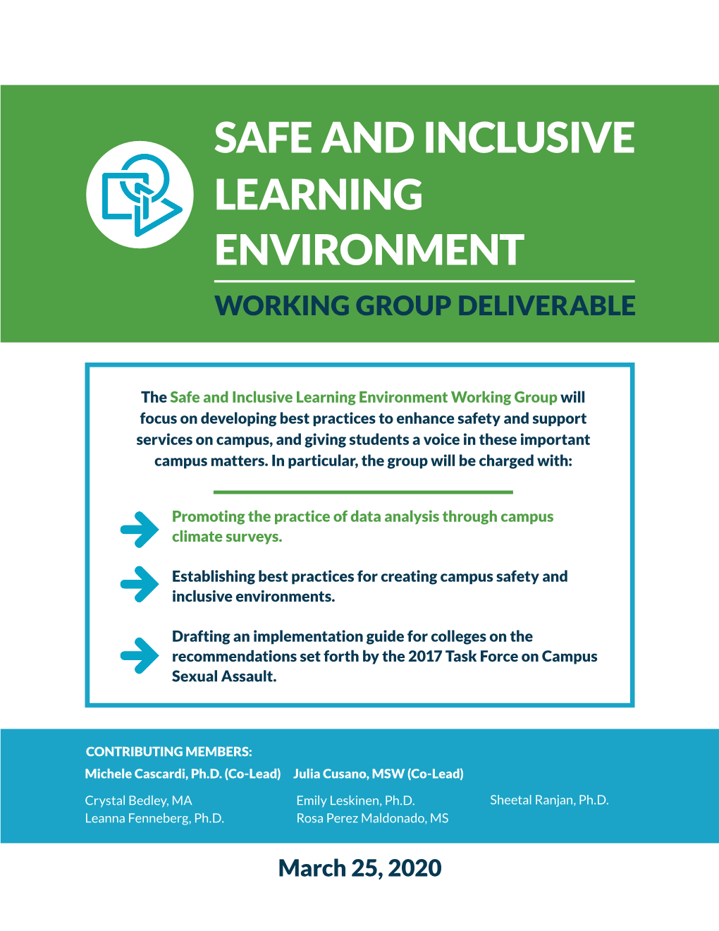 Safe and Inclusive Learning Environment Working Group Deliverable