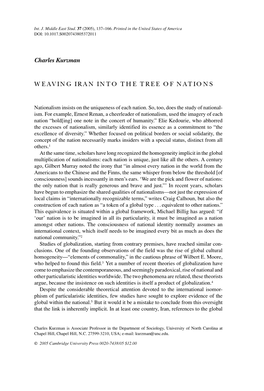 Charles Kurzman WEAVING IRAN INTO the TREE of NATIONS