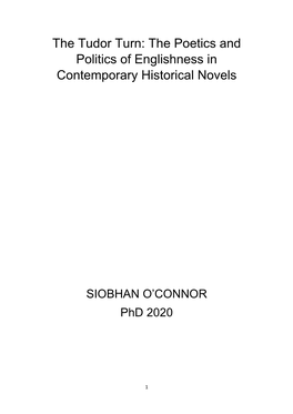 The Tudor Turn: the Poetics and Politics of Englishness in Contemporary Historical Novels