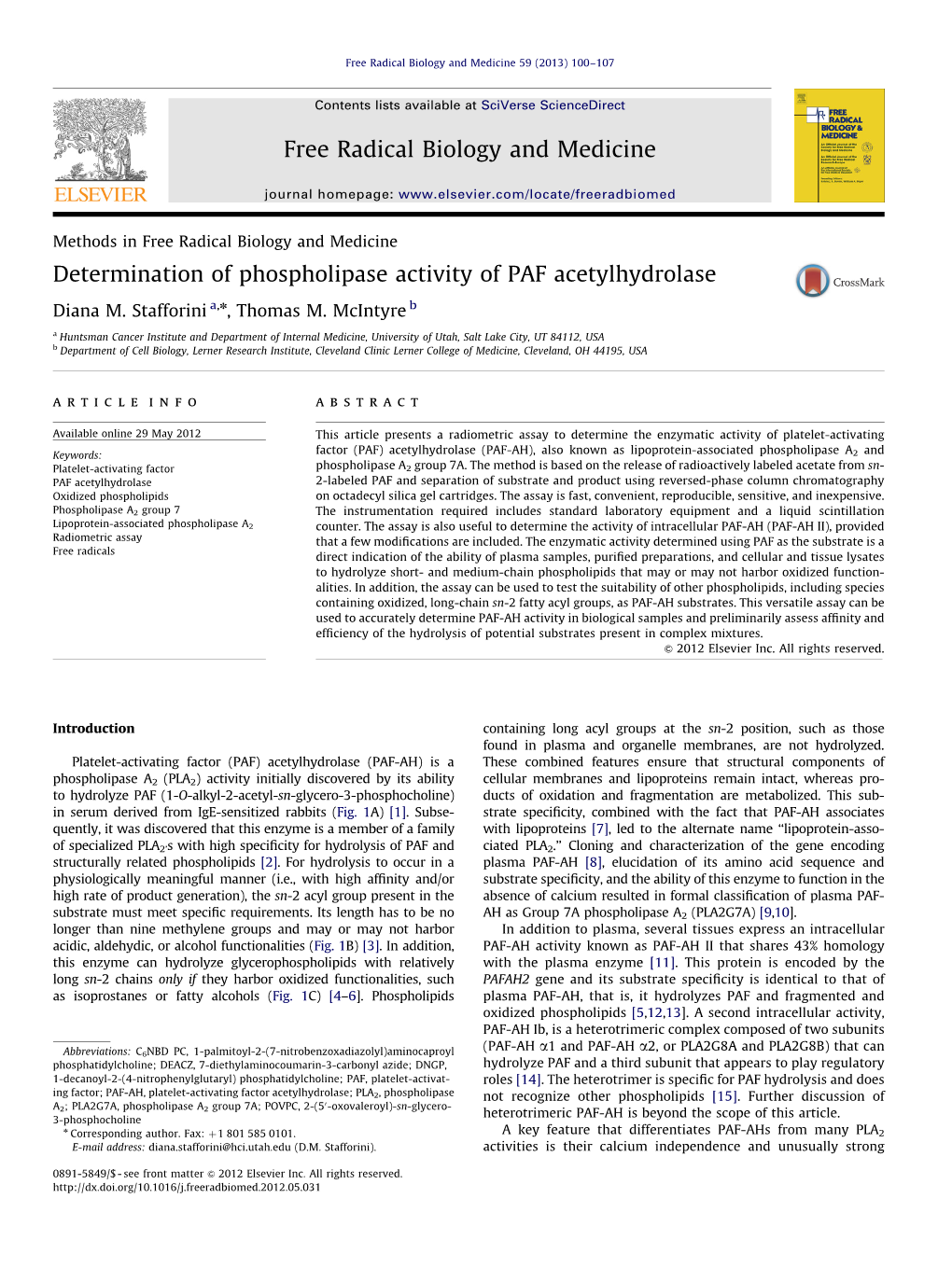 Determination of Phospholipase Activity of PAF Acetylhydrolase