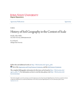 History of Soil Geography in the Context of Scale Bradley Allen Miller Iowa State University, Millerba@Iastate.Edu