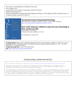 The Quarterly Journal of Experimental Psychology Show Or Tell