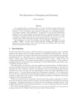 The Equivalence of Sampling and Searching