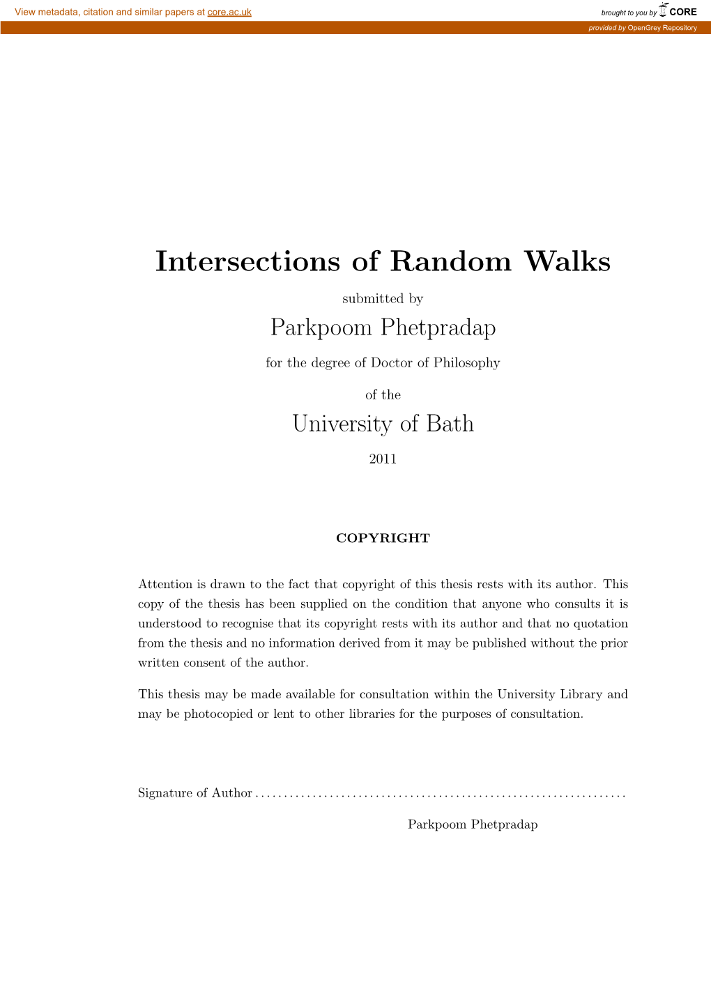 Intersections of Random Walks