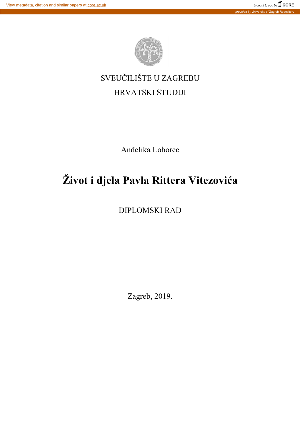 Život I Djela Pavla Rittera Vitezovića