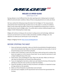 Melges 15 Speed Guide Before Stepping the Mast