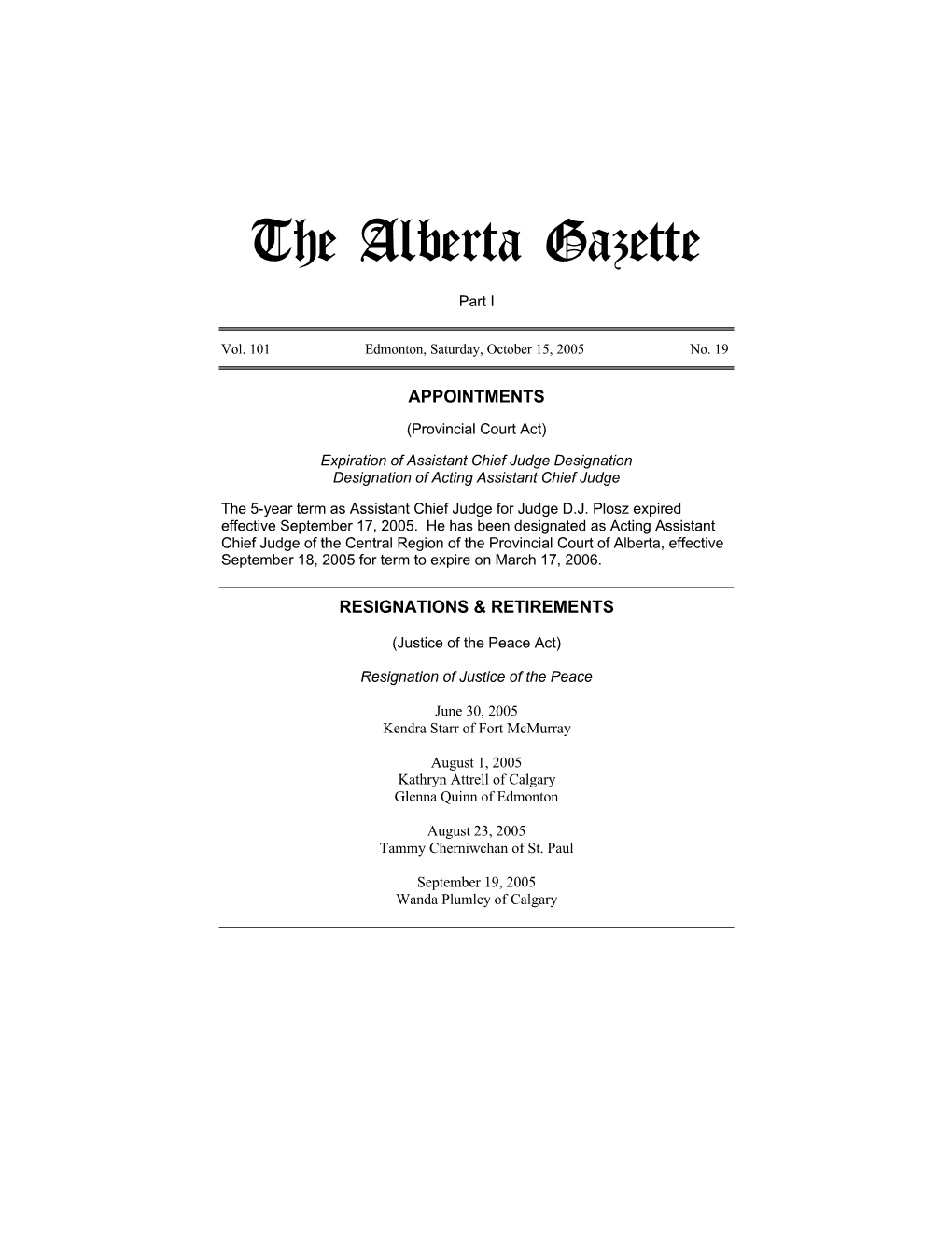 The Alberta Gazette