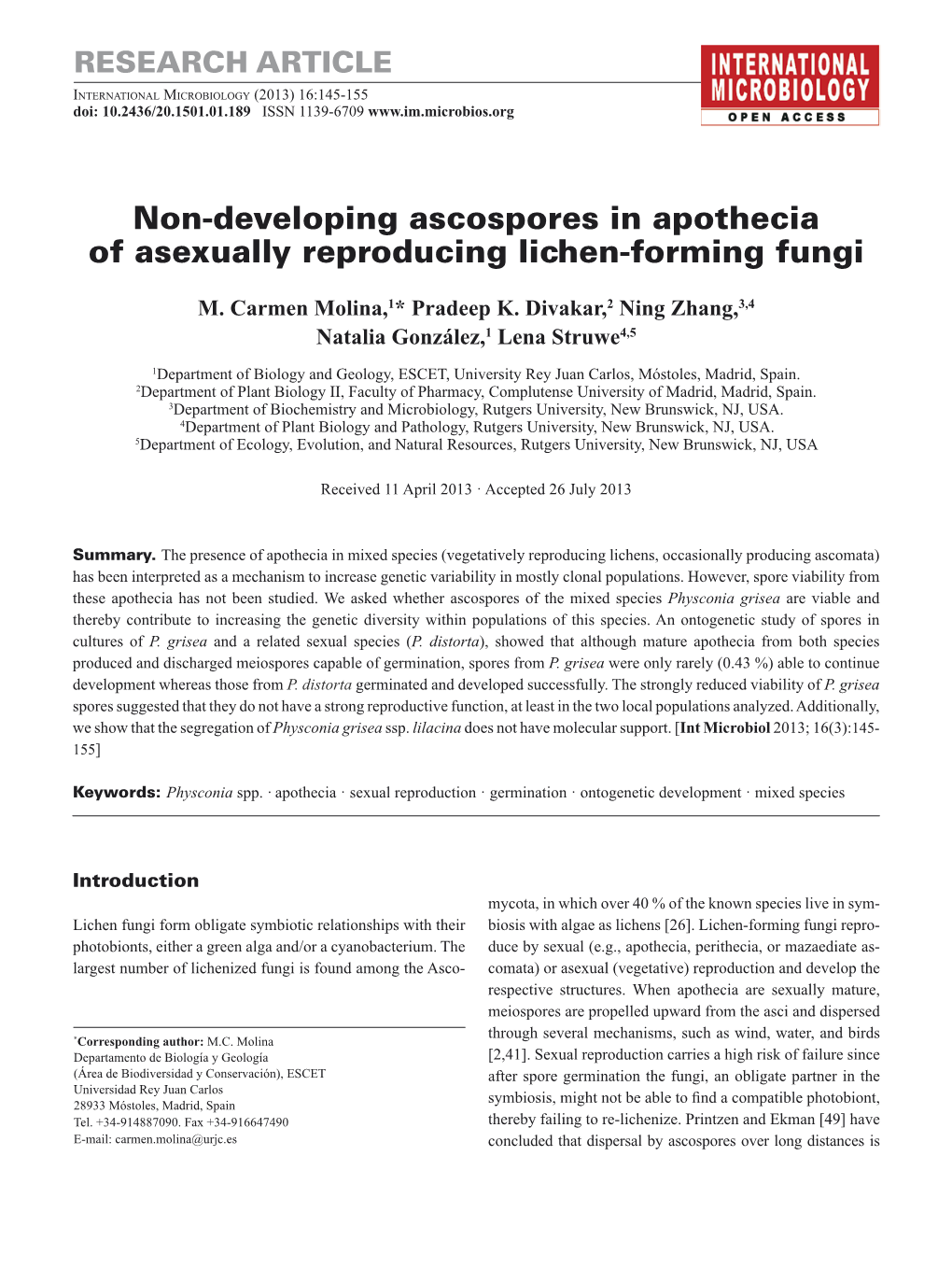 Non-Developing Ascospores in Apothecia of Asexually Reproducing Lichen-Forming Fungi