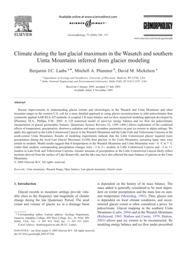 Climate During the Last Glacial Maximum in the Wasatch and Southern Uinta Mountains Inferred from Glacier Modeling