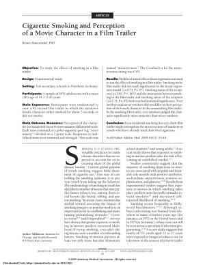 Cigarette Smoking and Perception of a Movie Character in a Film Trailer