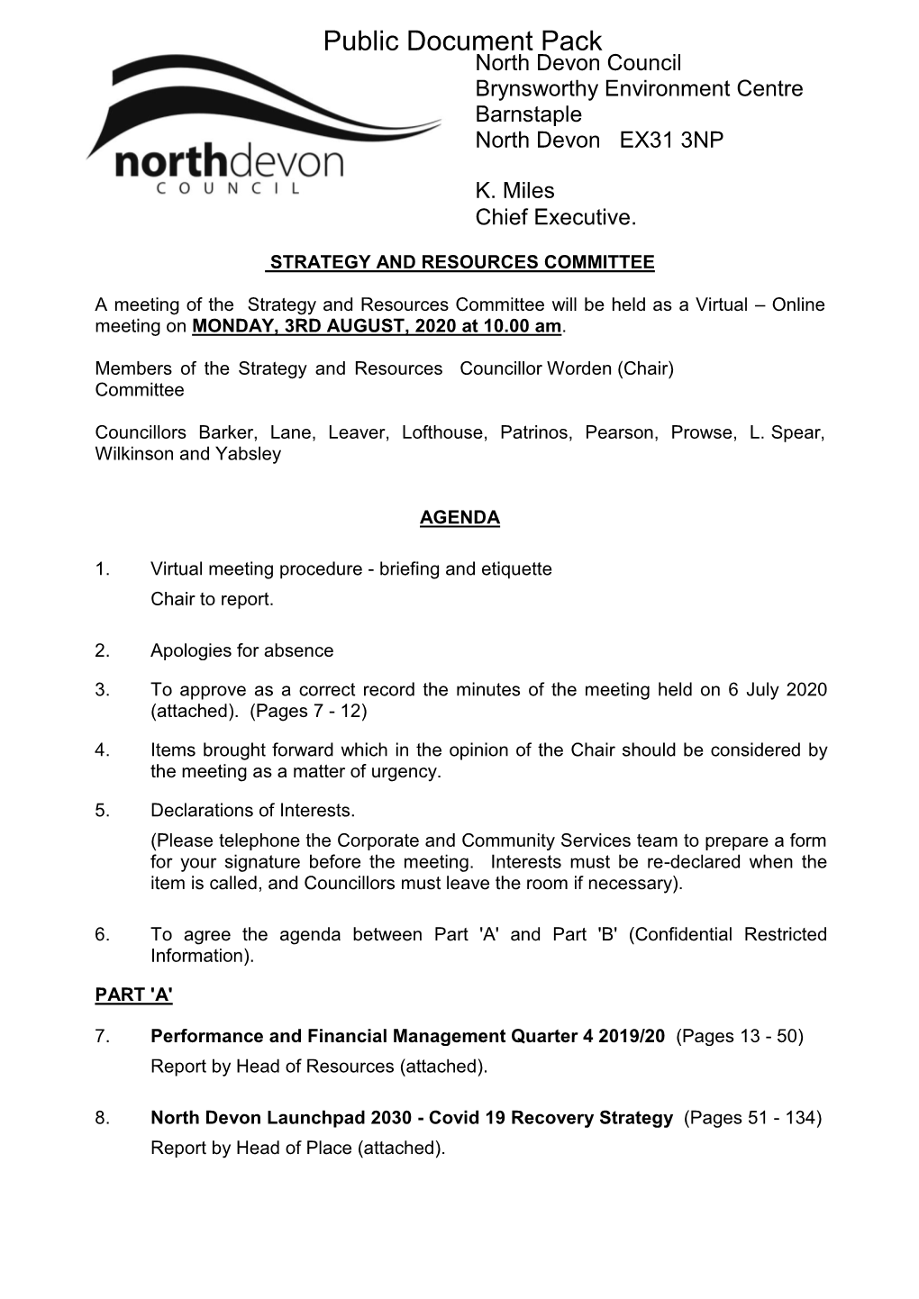 (Public Pack)Agenda Document for Strategy and Resources Committee