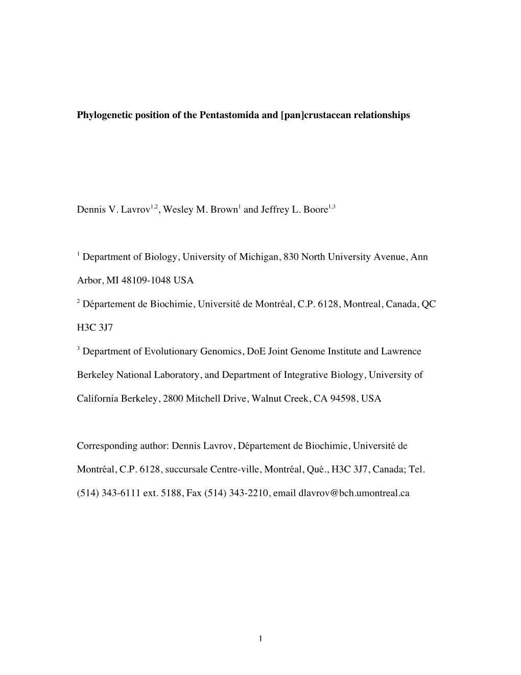 Phylogenetic Position of the Pentastomida and [Pan]Crustacean Relationships