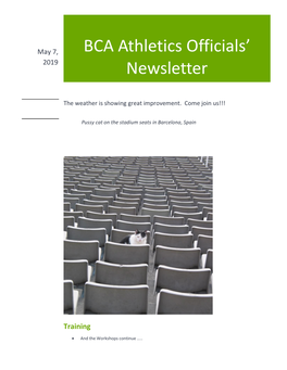 BCA Athletics Officials' Newsletter