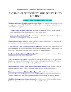 Mormons: Who They Are, What They Believe