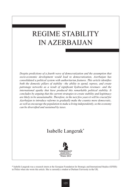 Regime Stability in Azerbaijan