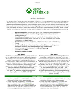 Xbox Series X|S Fact Sheet