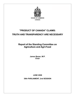 "Product of Canada" Claims: Truth and Transparency Are Necessary