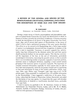 A Review of the Genera and Species of the Bomolochidae (Crustacea, Copepoda), Including the Description of Some Old and New Species
