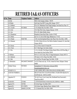 Address of Retired IAAS Officers