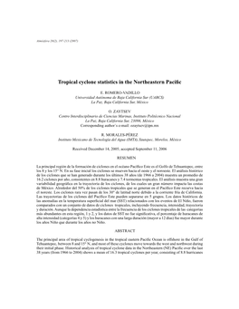 Tropical Cyclone Statistics in the Northeastern Pacific