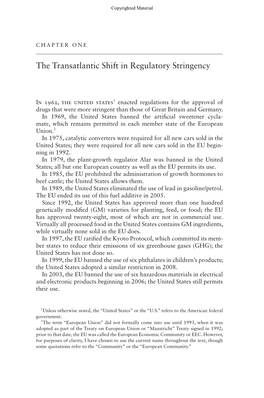 The Transatlantic Shift in Regulatory Stringency