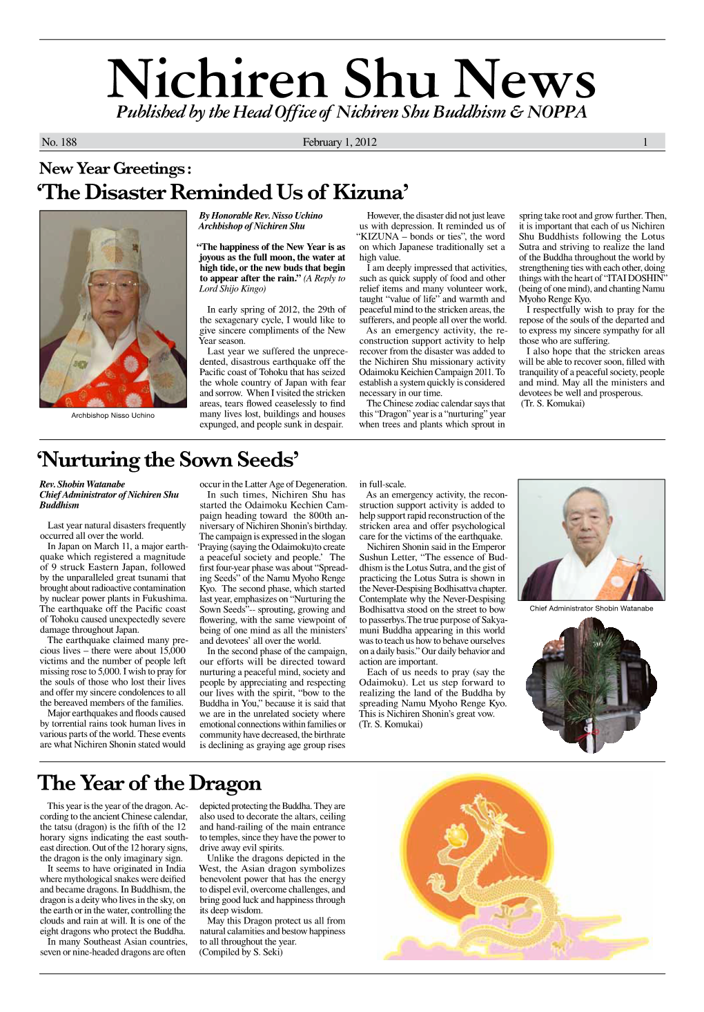 Nichiren Shu News Published by the Head Office of Nichiren Shu Buddhism & NOPPA