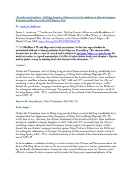 Treacherous Factions’: Shifting Frontier Alliances in the Breakdown of Sino-Vietnamese Relations on the Eve of the 1075 Border War