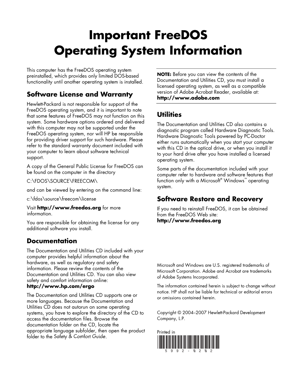 Important Freedos Operating System Information