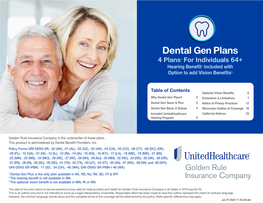 Senior Dental Gen Plans for Individuals 64+ | Unitedhealthone