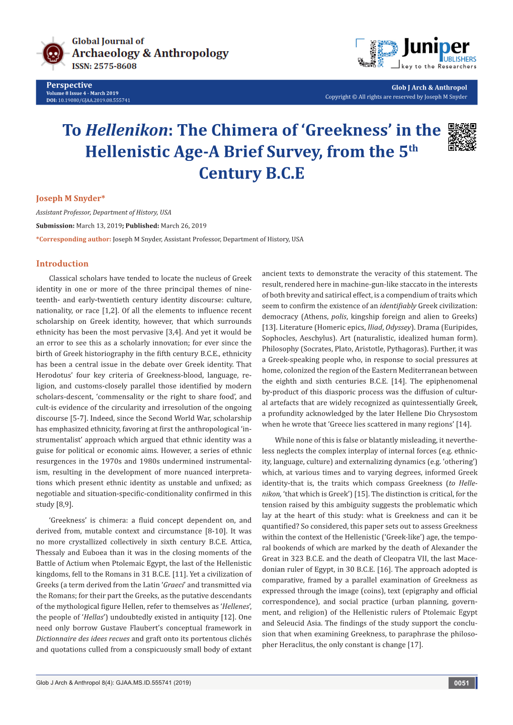 In the Hellenistic Age-A Brief Survey, from the 5Th Century B.C.E