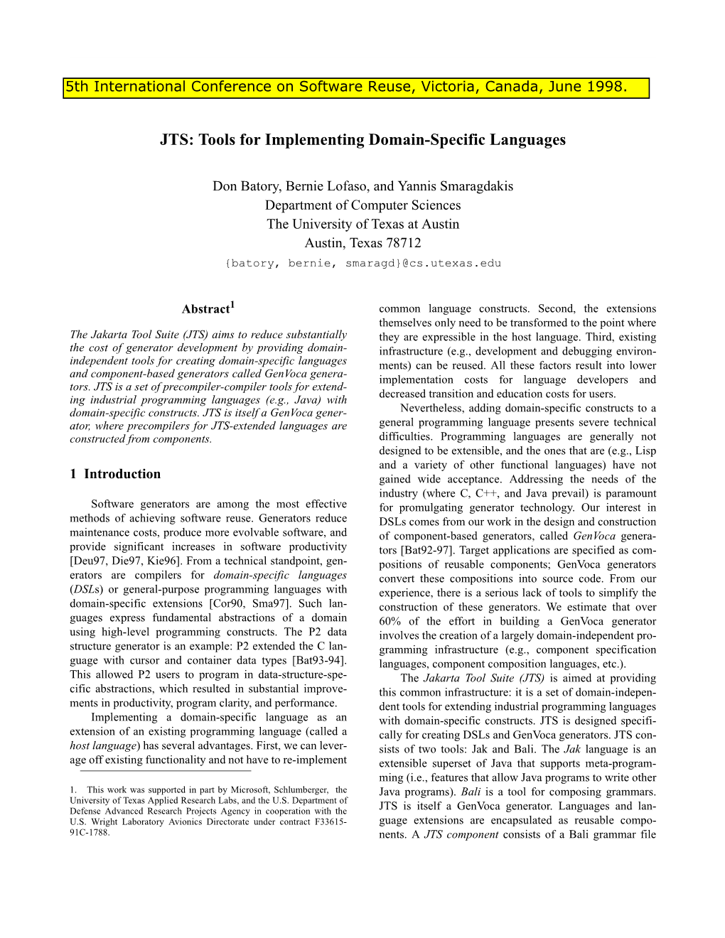 JTS: Tools for Implementing Domain-Specific Languages